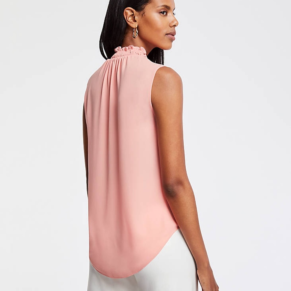 Ann Taylor Smocked Ruffle Shell - Picture 2 of 8